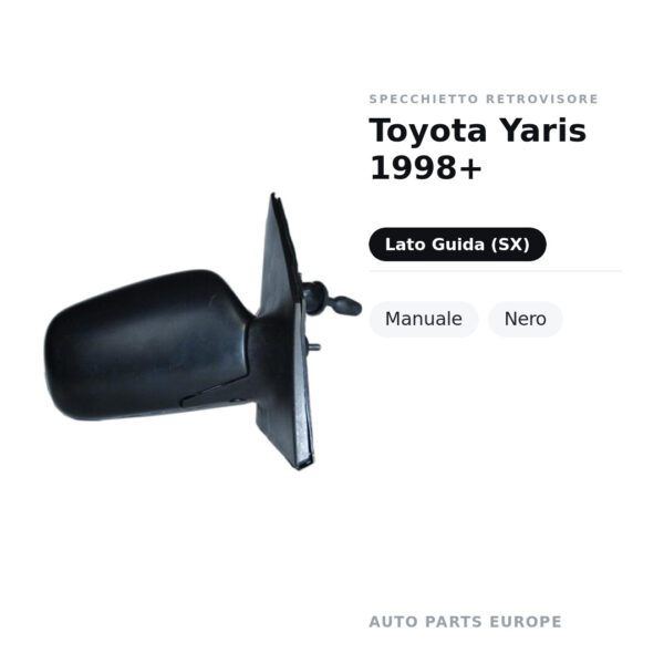 Außenspiegel Links Toyota Yaris 1998+ – Manuell, Schwarz – Bild 2