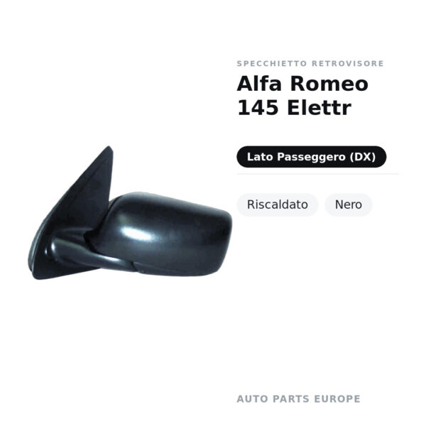 Außenspiegel Rechts Alfa Romeo 145 Elektr – Beheizt, Schwarz – Bild 2