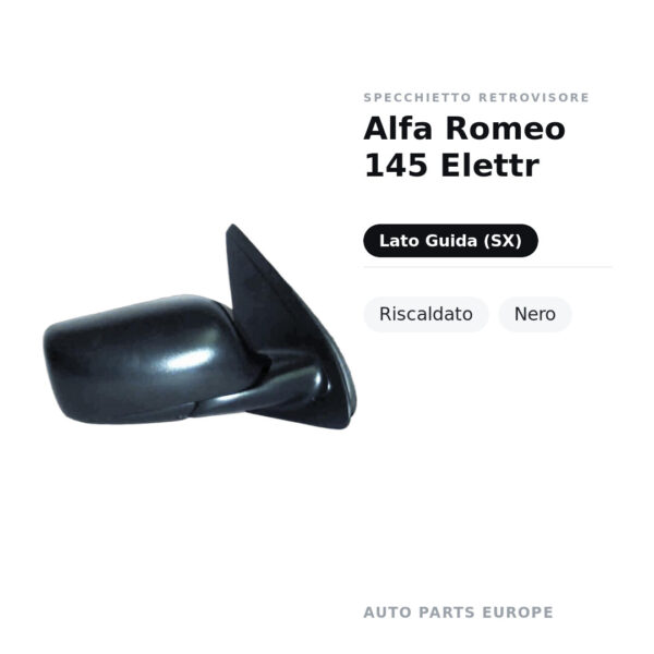 Specchietto Retrovisore Sinistro Alfa Romeo 145 Elettr – Riscaldato, Nero – foto 2