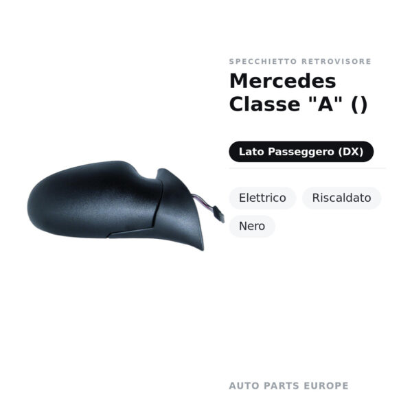 Außenspiegel Rechts Mercedes Klasse "A" () – Elektrisch, Beheizt, Schwarz – Bild 2