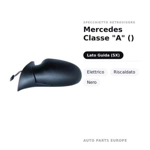 Specchietto Retrovisore Sinistro Mercedes Classe “A” () – Elettrico, Riscaldato, Nero – foto 2
