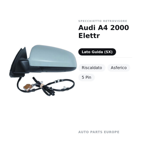 Specchietto Retrovisore Sinistro Audi A4 2000 Elettr – Riscaldato, Asferico, 5 Pin – foto 2