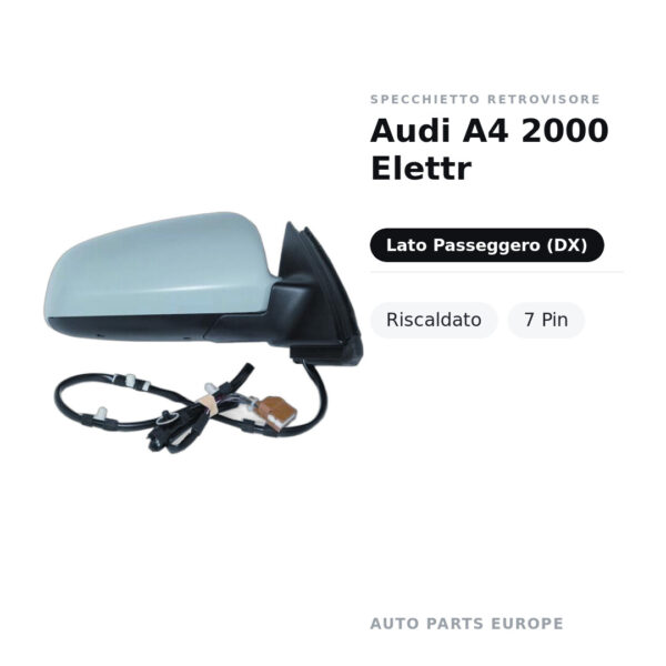 Specchietto Retrovisore Destro Audi A4 2000 Elettr – Riscaldato, 7 Pin – foto 2