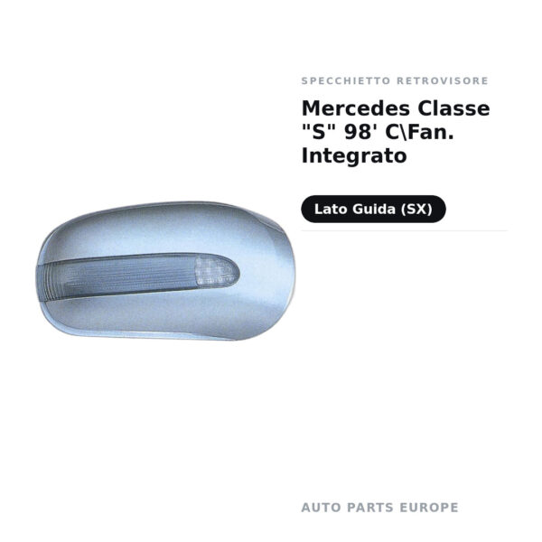 Calotta Specchietto Retrovisore Sinistro Mercedes Classe “S” 98′ CFan. Integrato – Verniciabile, con foro fanale freccia