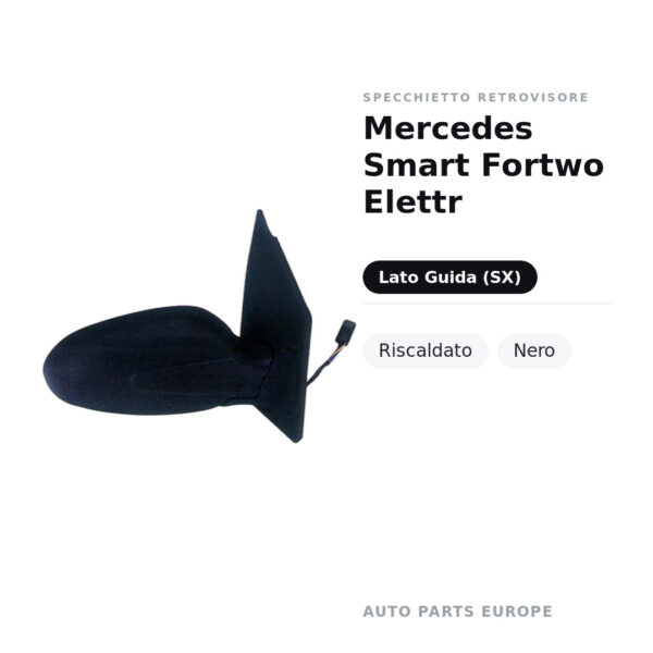 Specchietto Retrovisore Sinistro Mercedes Smart Fortwo Elettr – Riscaldato, Nero – foto 2