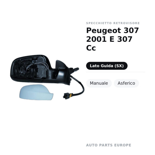 Außenspiegel Links Peugeot 307 2001 und 307 Cc – Manuell, Asphärisch – Bild 2