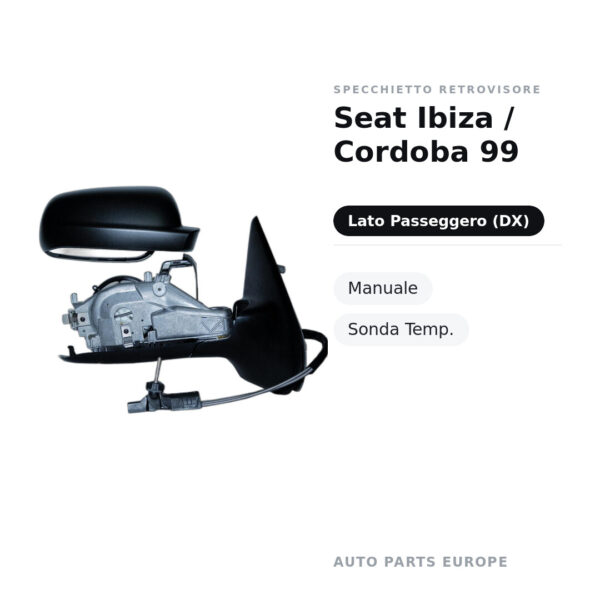 Außenspiegel Rechts Seat Ibiza / Cordoba 99 – Manuell, Temperaturanzeige – Bild 2