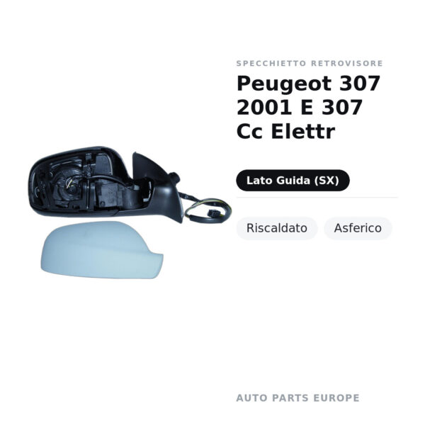 Specchietto Retrovisore Sinistro Peugeot 307 2001 E 307 Cc Elettr – Riscaldato, Asferico – foto 2