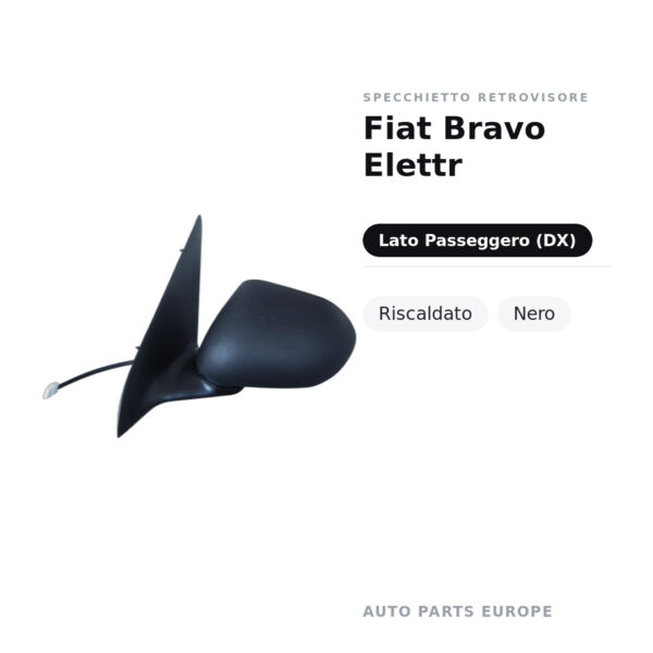 Specchietto Retrovisore Destro Fiat Bravo Elettr – Riscaldato, Nero – foto 2