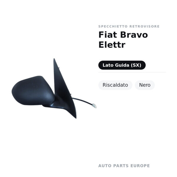 Specchietto Retrovisore Sinistro Fiat Bravo Elettr – Riscaldato, Nero – foto 2