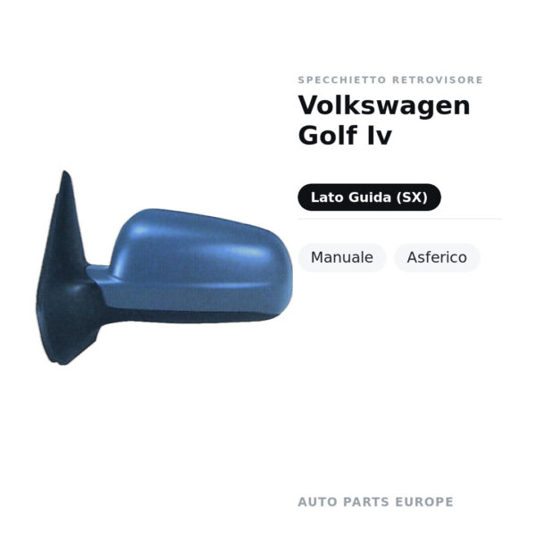 Specchietto Retrovisore Sinistro Volkswagen Golf Iv – Manuale, Asferico – foto 2