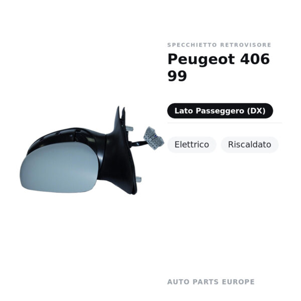 Specchietto Retrovisore Destro Peugeot 406 99 – Elettrico, Riscaldato – foto 2