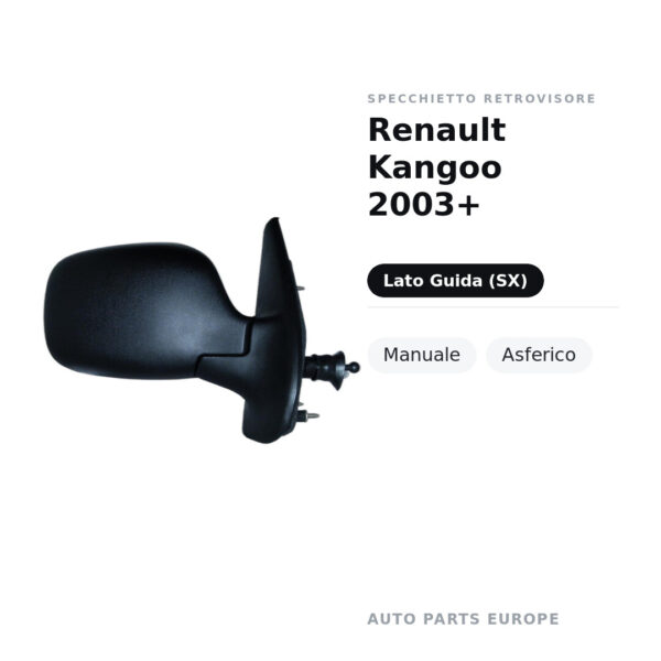 Specchietto Retrovisore Sinistro Renault Kangoo 2003+ – Manuale, Asferico – foto 2