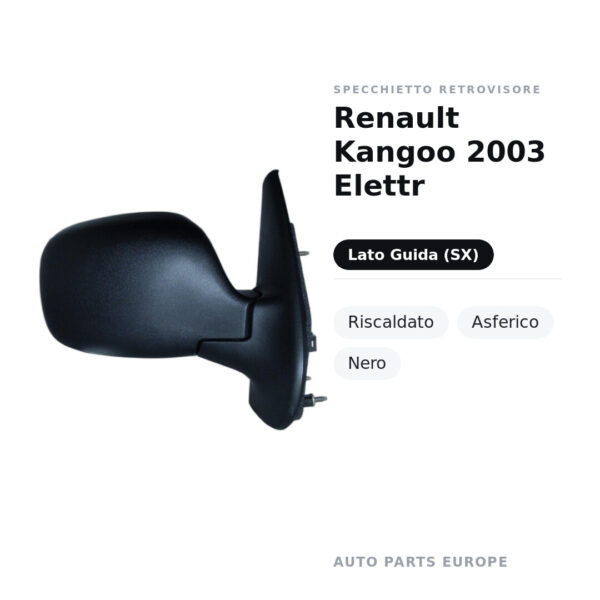 Außenspiegel Links Renault Kangoo 2003 Elektr – Beheizt, Asphärisch, Schwarz – Bild 2