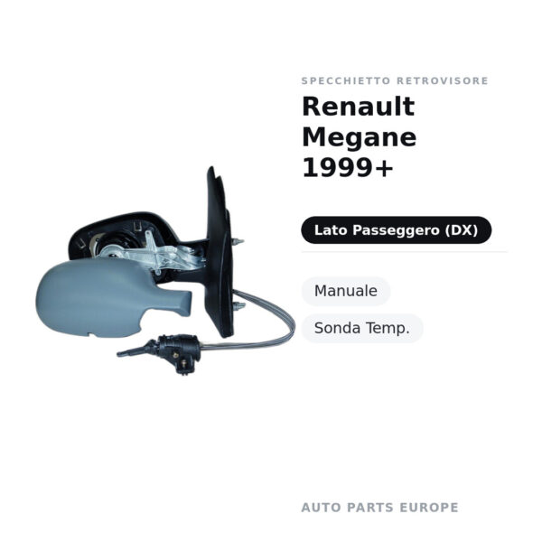 Außenspiegel Rechts Renault Megane 1999+ – Manuell, Temperatur-Sensor – Bild 2