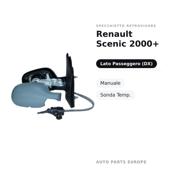 Specchietto Retrovisore Destro Renault Scenic 2000+ – Manuale, Sonda Temp. – foto 2