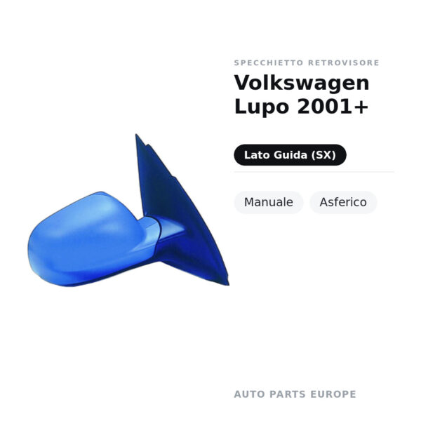 Specchietto Retrovisore Sinistro Volkswagen Lupo 2001+ – Manuale, Asferico – foto 2