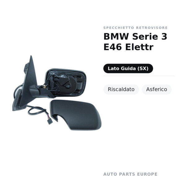 Specchietto Retrovisore Sinistro BMW Serie 3 E46 Elettr – Riscaldato, Asferico – foto 2