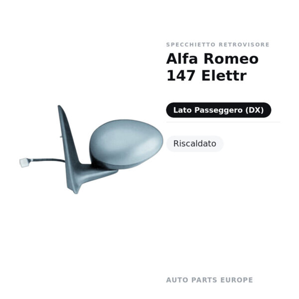 Specchietto Retrovisore Destro Alfa Romeo 147 Elettr – Riscaldato – foto 2