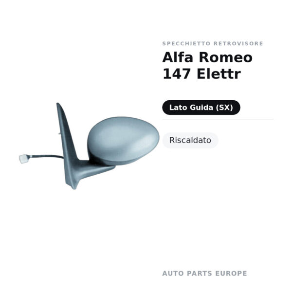 Specchietto Retrovisore Sinistro Alfa Romeo 147 Elettr – Riscaldato – foto 2