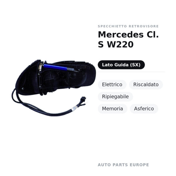 Außenspiegel Links Mercedes Cl. S W220 – Elektrisch, Beheizt, Klappbar, Memory, Asphärisch – Bild 2
