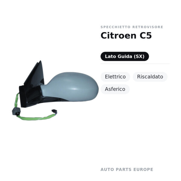 Außenspiegel Links Citroen C5 – Elektrisch, Beheizt, Asphärisch – Bild 2