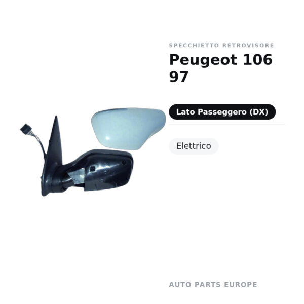 Specchietto Retrovisore Destro Peugeot 106 97 – Elettrico – foto 2