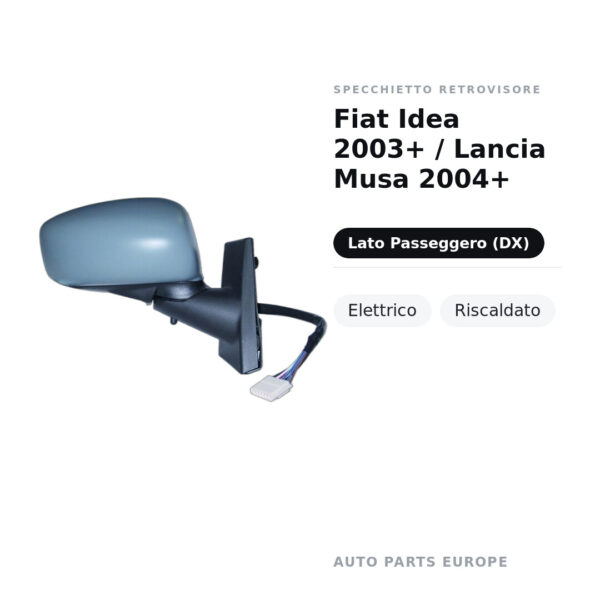 Außenspiegel Rechts Fiat Idea 2003+ / Lancia Musa 2004+ – Elektrisch, Beheizt – Bild 2