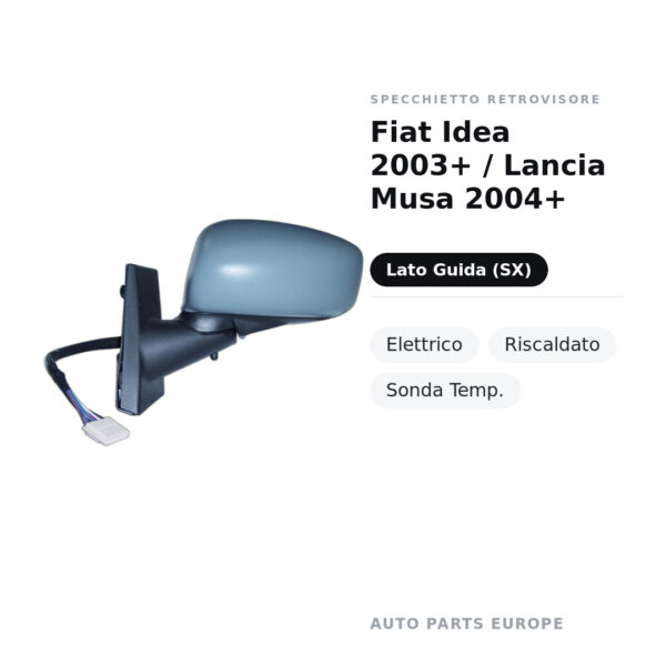 Außenspiegel Links Fiat Idea 2003+ / Lancia Musa 2004+ – Elektrisch, Beheizt, Temperatursensor – Bild 2