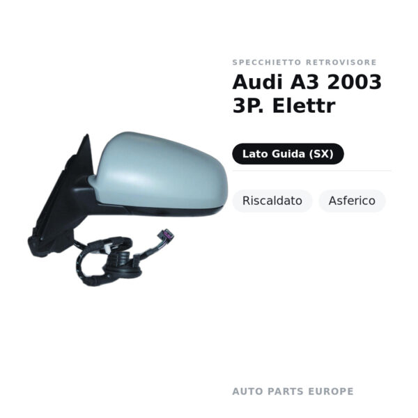 Specchietto Retrovisore Sinistro Audi A3 2003 3P. Elettr – Riscaldato, Asferico – foto 2