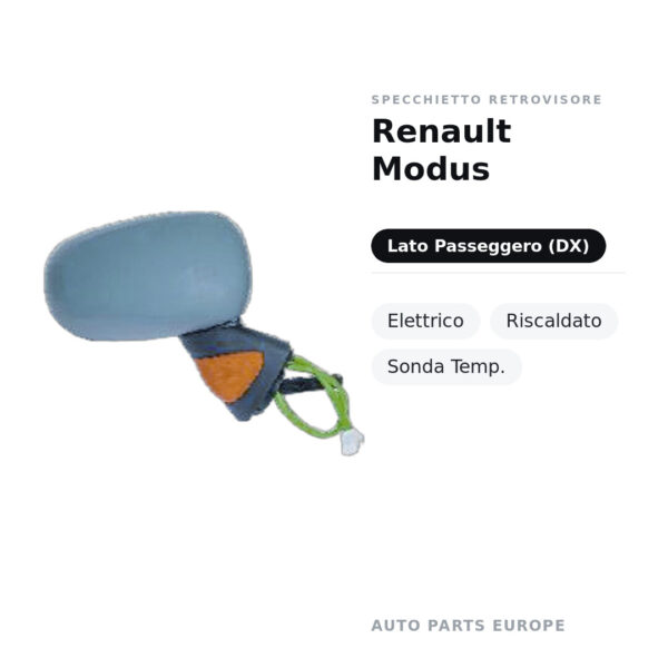 Außenspiegel Rechts Renault Modus – Elektrisch, Beheizt, Temperatursensor – Bild 2
