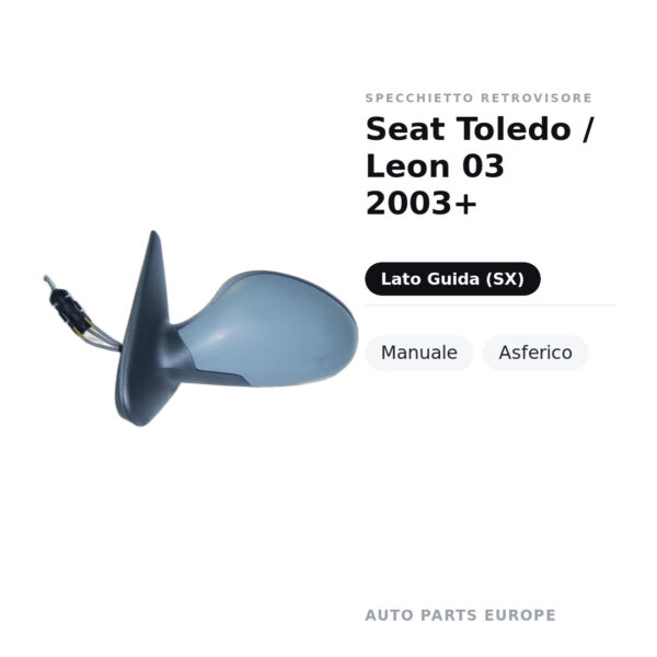 Außenspiegel Links Seat Toledo / Leon 03 2003+ – Manuell, Asphärisch – Bild 2