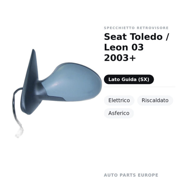Außenspiegel Links Seat Toledo / Leon 03 2003+ – Elektrisch, Beheizt, Asphärisch – Bild 2