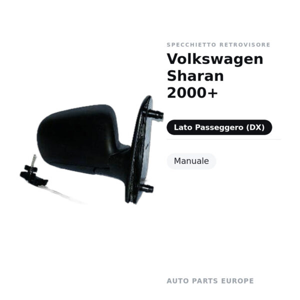 Specchietto Retrovisore Destro Volkswagen Sharan 2000+ – Manuale – foto 2