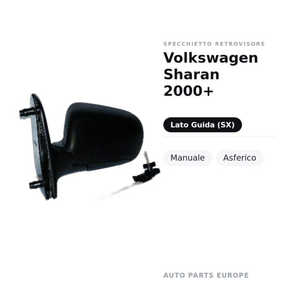 Außenspiegel Links Volkswagen Sharan 2000+ – Manuell, Asphärisch – Bild 2