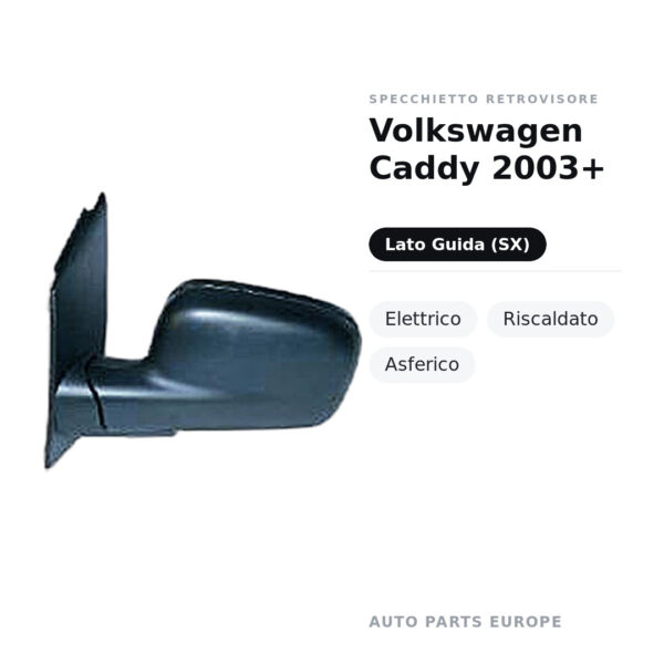 Außenspiegel Links Volkswagen Caddy 2003+ – Elektrisch, Beheizt, Asphärisch – Bild 2
