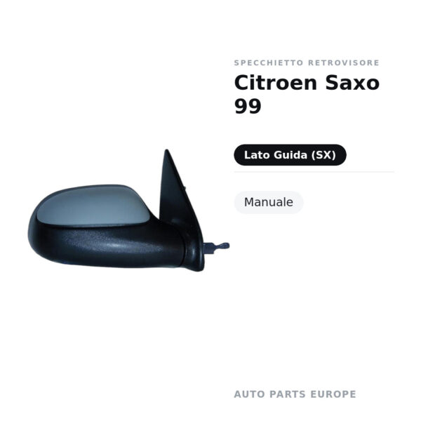 Specchietto Retrovisore Sinistro Citroen Saxo 99 – Manuale – foto 2