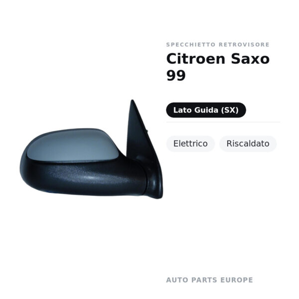 Specchietto Retrovisore Sinistro Citroen Saxo 99 – Elettrico, Riscaldato – foto 2