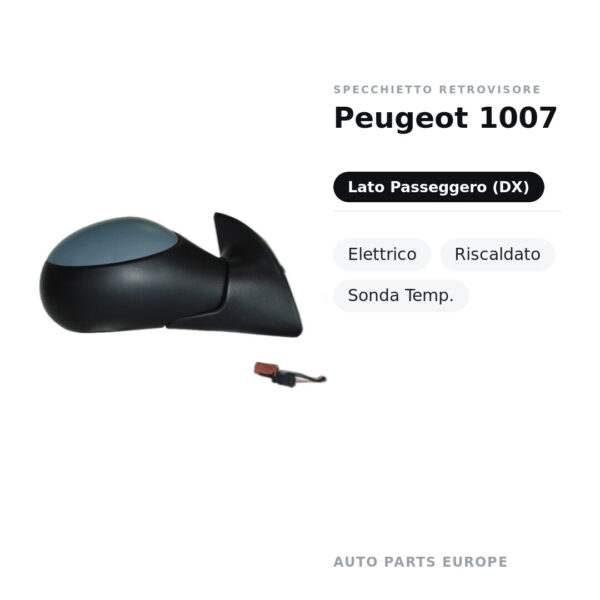 Außenspiegel Rechts Peugeot 1007 – Elektrisch, Beheizt, Temperatursensor – Bild 2