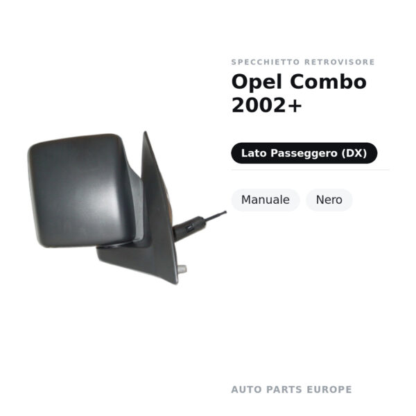 Specchietto Retrovisore Destro Opel Combo 2002+ – Manuale, Nero – foto 2