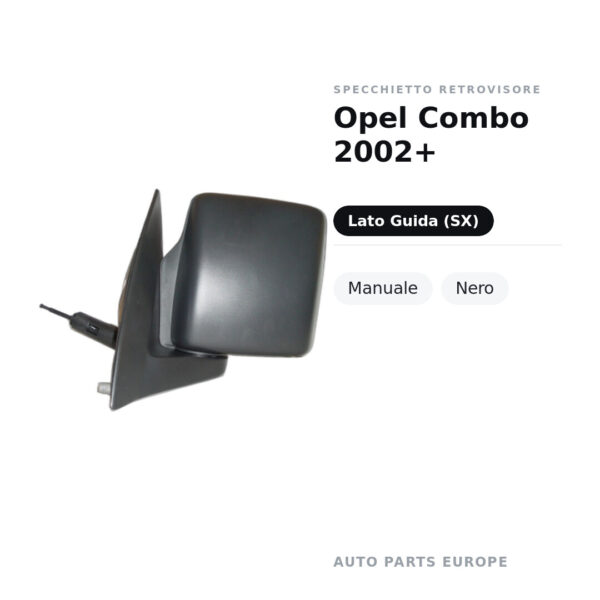 Specchietto Retrovisore Sinistro Opel Combo 2002+ – Manuale, Nero – foto 2