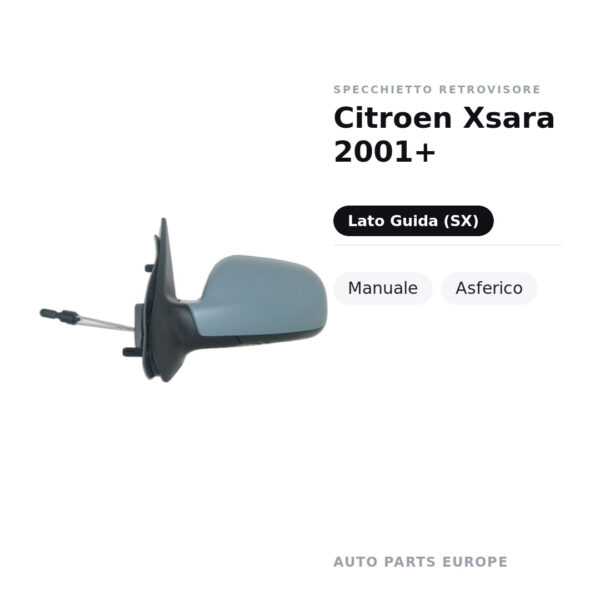 Specchietto Retrovisore Sinistro Citroen Xsara 2001+ – Manuale, Asferico – foto 2