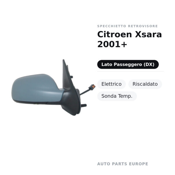 Specchietto Retrovisore Destro Citroen Xsara 2001+ – Elettrico, Riscaldato, Sonda Temp. – foto 2