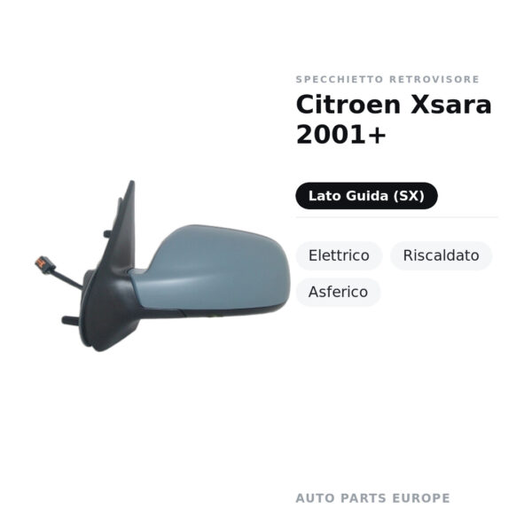 Specchietto Retrovisore Sinistro Citroen Xsara 2001+ – Elettrico, Riscaldato, Asferico – foto 2