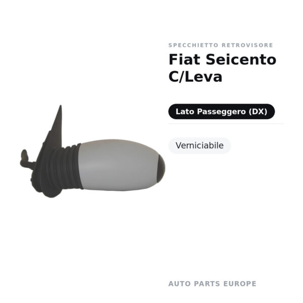 Specchietto Retrovisore Destro Fiat Seicento C/Leva – Verniciabile – foto 3