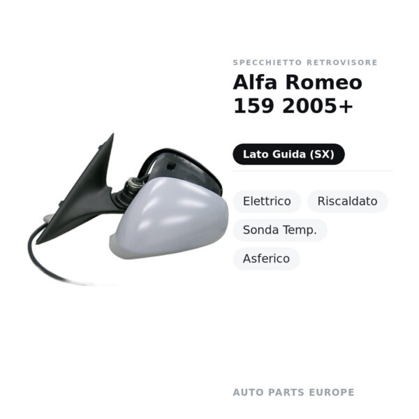 Außenspiegel Links Alfa Romeo 159 2005+ – Elektrisch, Beheizt, Temperatursensor, Asphärisch – Bild 2