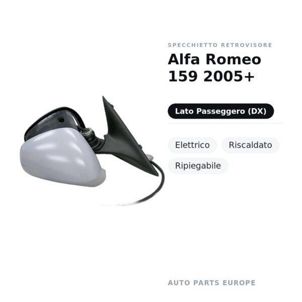 Außenspiegel Rechts Alfa Romeo 159 2005+ – Elektrisch, Beheizt, Klappbar – Bild 2