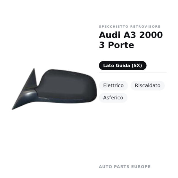 Außenspiegel Links Audi A3 2000 3-Türer – Elektrisch, Beheizt, Asphärisch – Bild 2