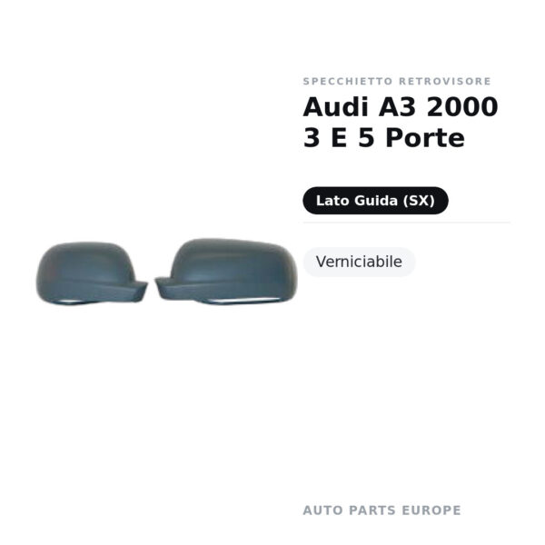 Außenspiegel Links Audi A3 2000 3 und 5 Türen – Lackierbar – Bild 2