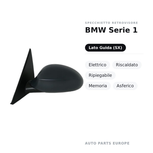 Außenspiegel Links BMW Serie 1 – Elektrisch, Beheizt, Klappbar, Memory, Asphärisch – Bild 2